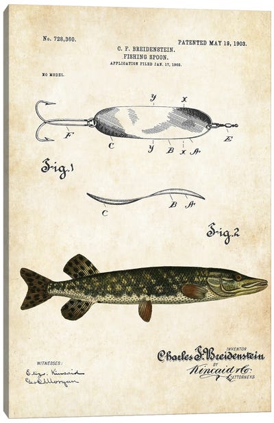Pike Fishing Canvas Art Print - Patent77