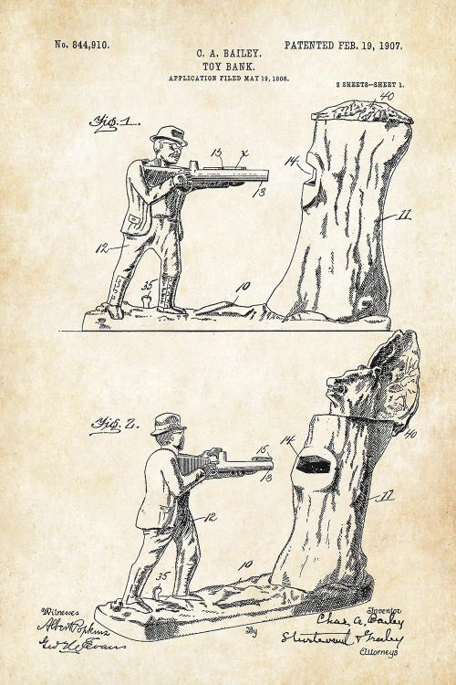 Teddy Roosevelt Mechanical Bank by Patent77 wall art