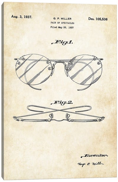 Eyeglasses Canvas Art Print - Patent77