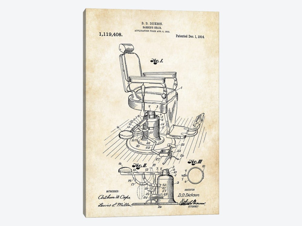 Barber's Chair by Patent77 1-piece Art Print