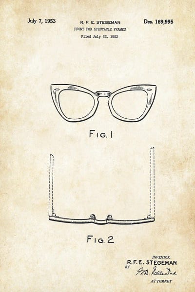 Cat Eyeglasses by Patent77 canvas print