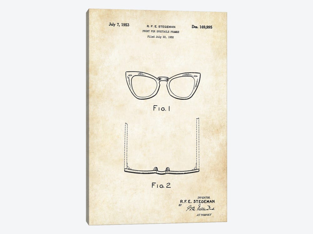 Cat Eyeglasses by Patent77 1-piece Canvas Artwork