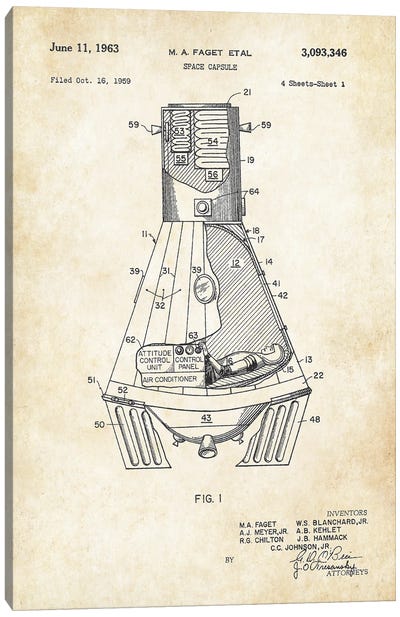 Space Capsule Canvas Art Print - Patent77