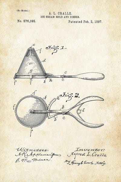 Ice Cream Scooper by Patent77 canvas print