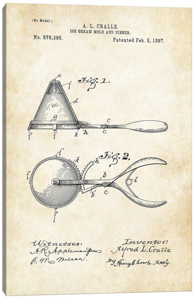 Ice Cream Scooper Canvas Art Print - Patent77