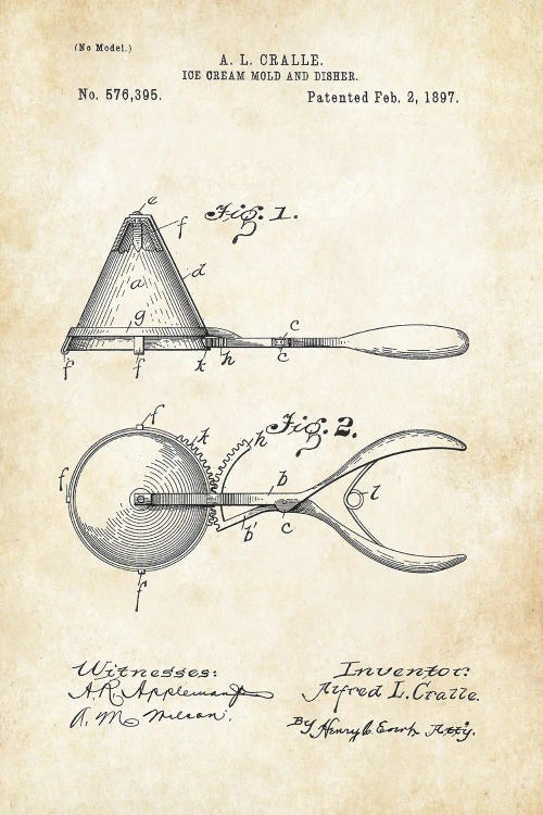 Ice Cream Scooper by Patent77 wall art