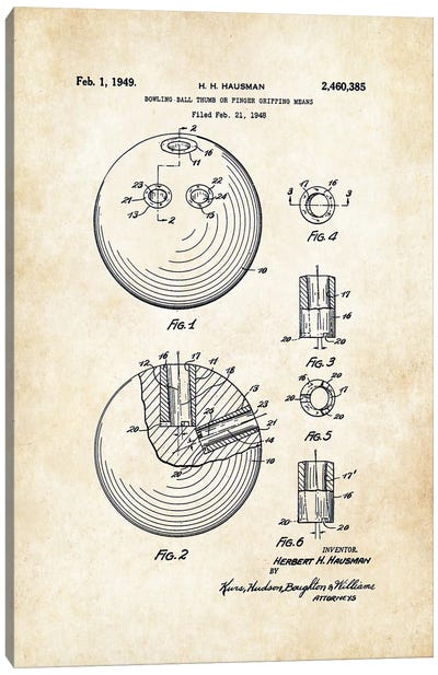 Bowling Ball Canvas Art Print - Patent77