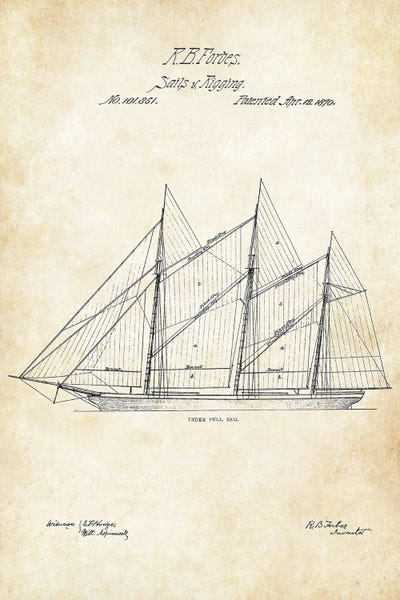 Sailboat by Patent77 framed canvas print