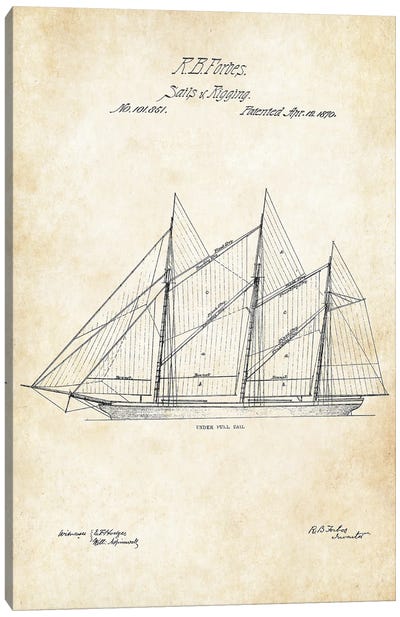 Sailboat Canvas Art Print - Patent77