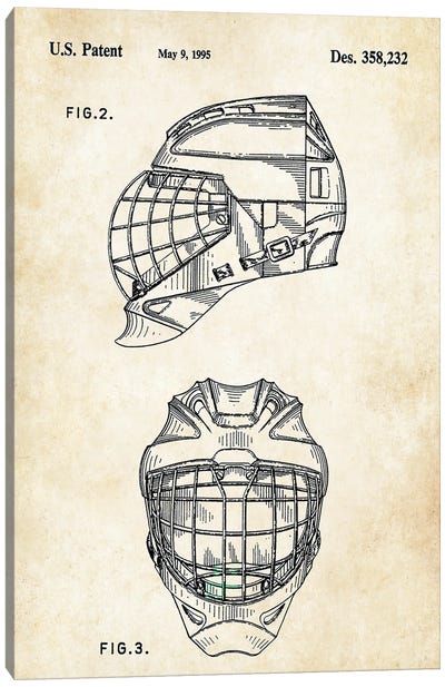 Hockey Goalie Mask Canvas Art Print - Patent77