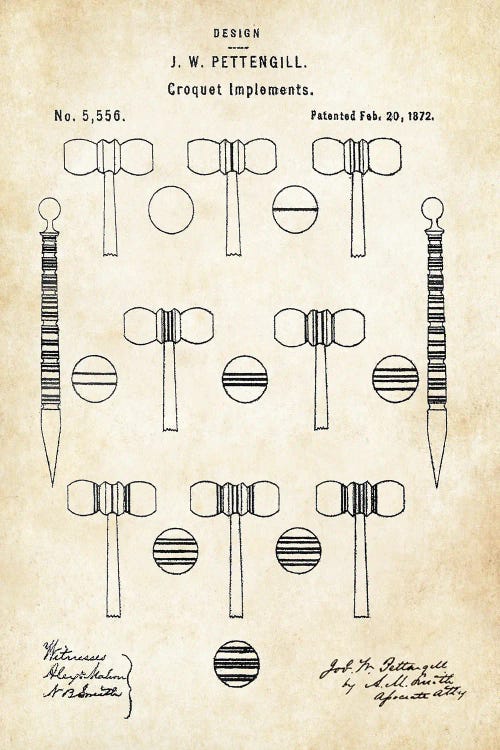 Croquet Mallet by Patent77 wall art