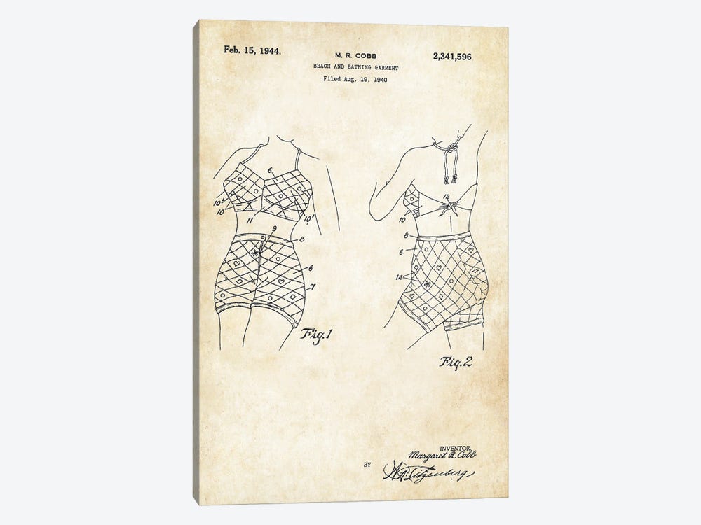 Bathing Suit by Patent77 1-piece Canvas Art Print