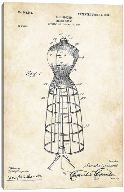Dress Form Canvas Art Print - Patent77