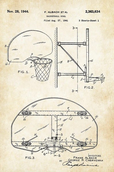 Basketball Hoop by Patent77 art print