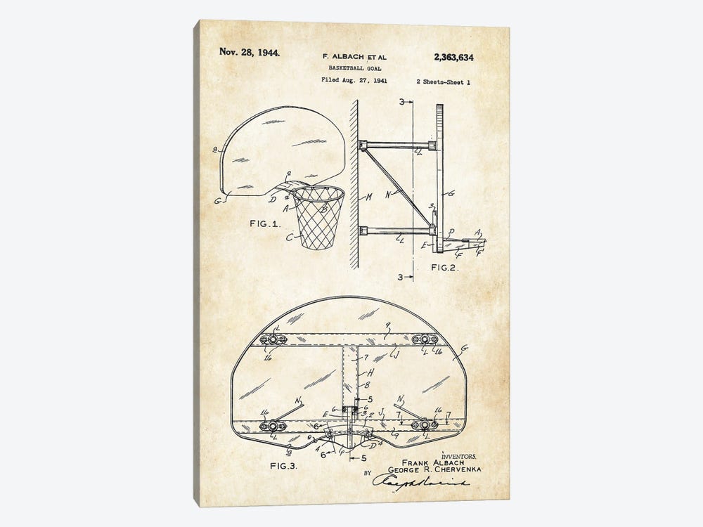 Basketball Hoop by Patent77 1-piece Art Print