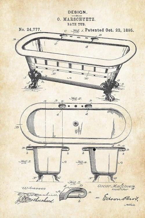 Bath Tub by Patent77 wall art