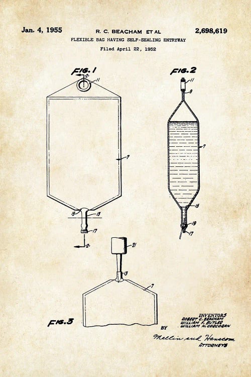 IV Bag by Patent77 wall art