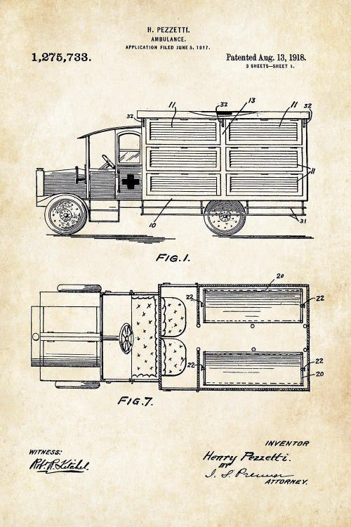 Ambulance by Patent77 wall art