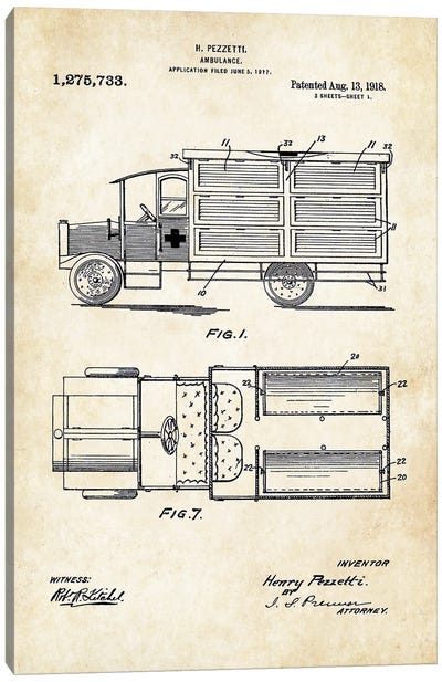 Ambulance Canvas Art Print - Patent77
