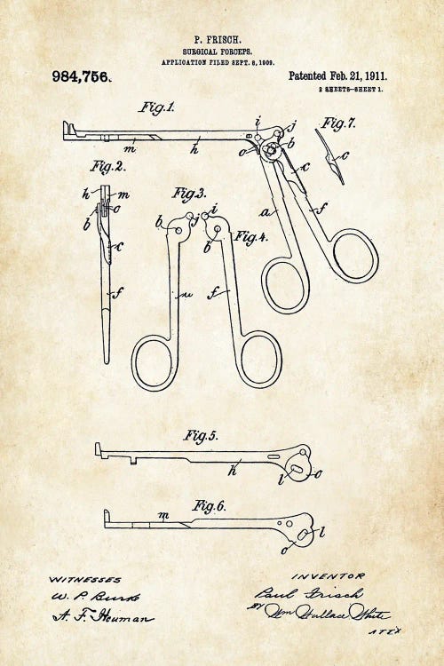 Surgical Foreceps by Patent77 wall art
