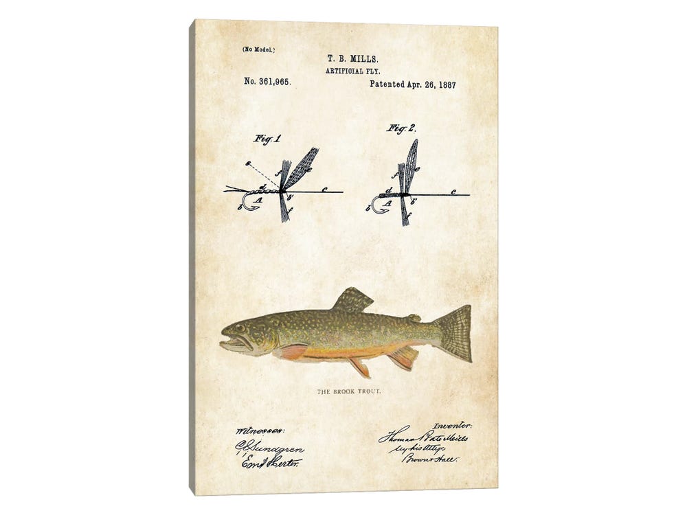 Brook Trout Fishing Lure Canvas Print Wall Art by Patent77