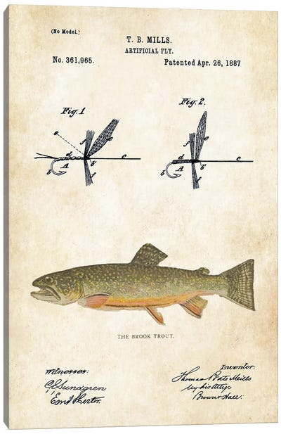 Brook Trout Fishing Lure Canvas Art Print - Patent77