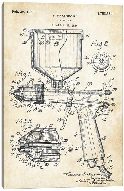 Paint Gun Canvas Art Print - Patent77
