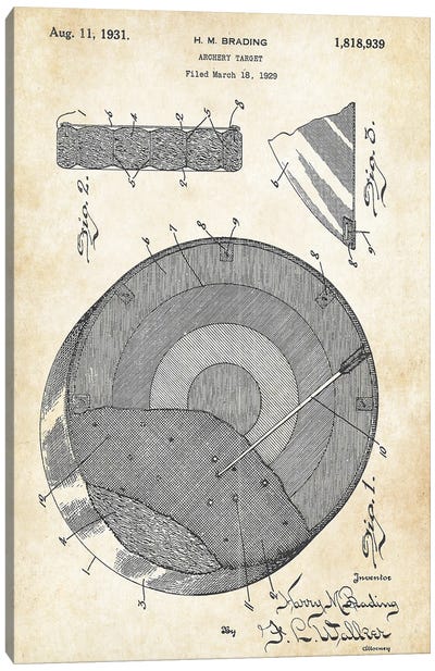 Archery Target Canvas Art Print - Patent77