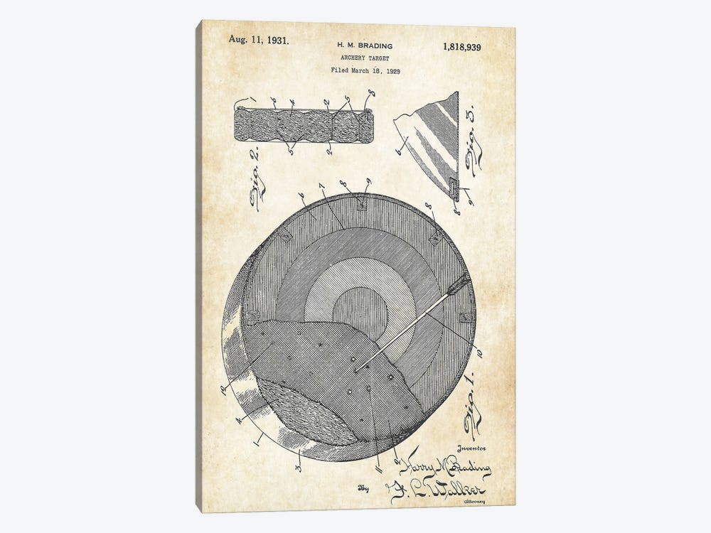 Archery Target by Patent77 1-piece Canvas Art Print
