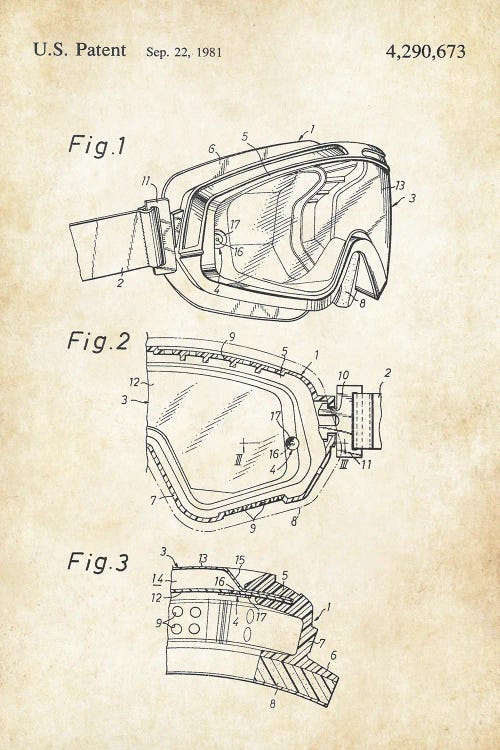 Ski Goggles by Patent77 wall art