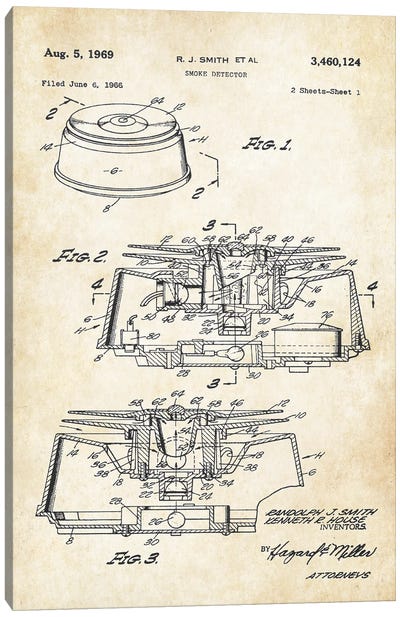 Smoke Detector Canvas Art Print - Patent77