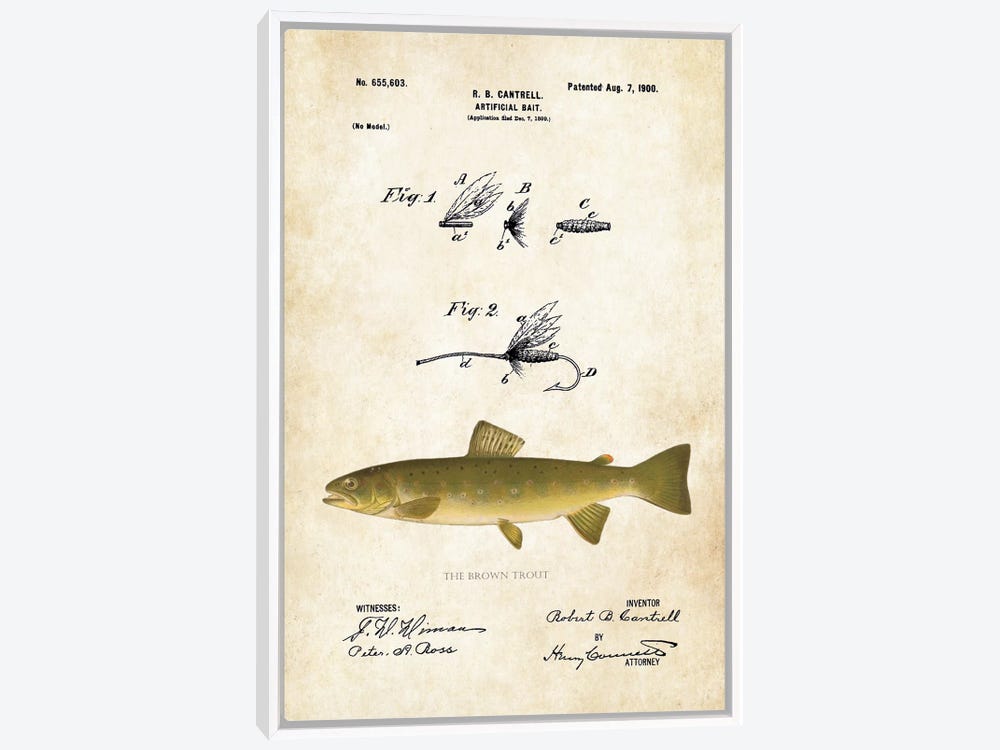 Brown Trout Fishing Lure Canvas Wall Art by Patent77