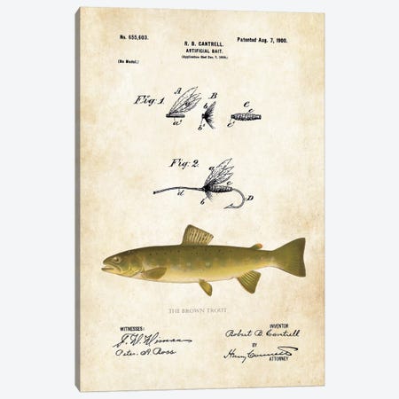 Brown Trout Fishing Lure Canvas Print #PTN46} by Patent77 Canvas Artwork