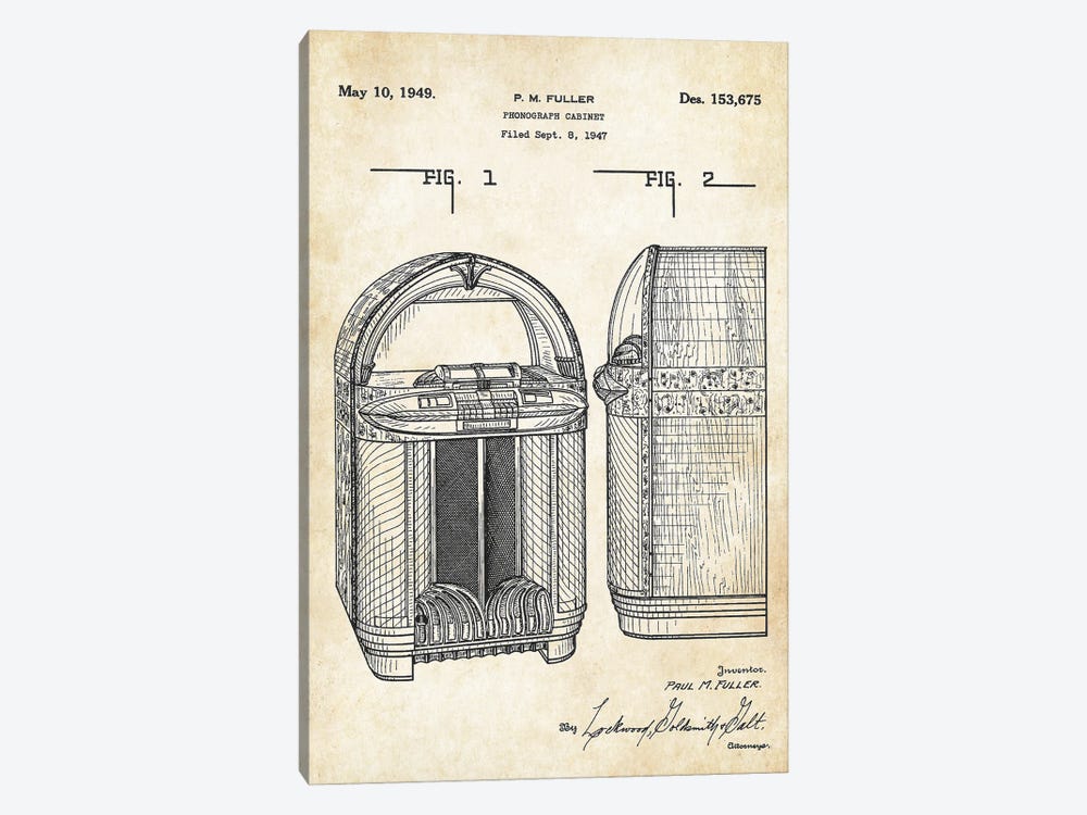 Jukebox by Patent77 1-piece Canvas Art