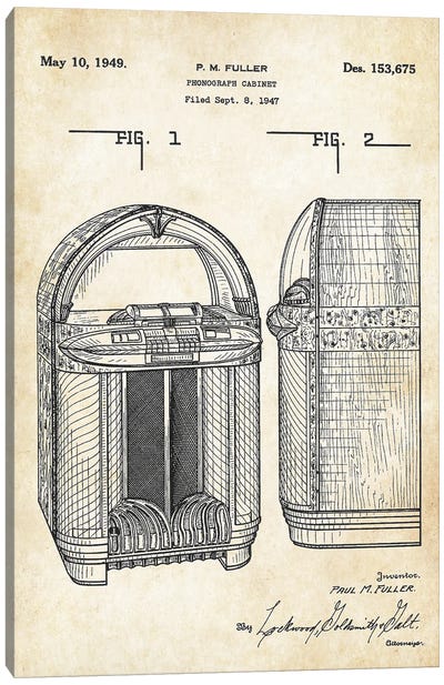 Jukebox Canvas Art Print - Patent77