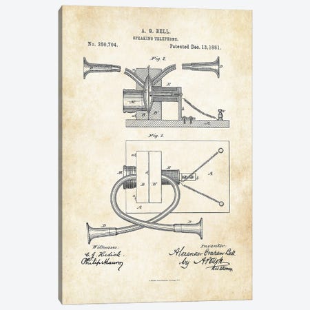 Alexander Graham Bell Phone Canvas Print #PTN476} by Patent77 Art Print