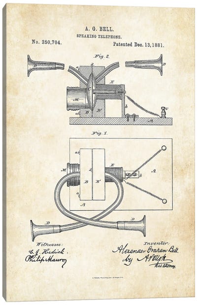Alexander Graham Bell Phone Canvas Art Print - Patent77