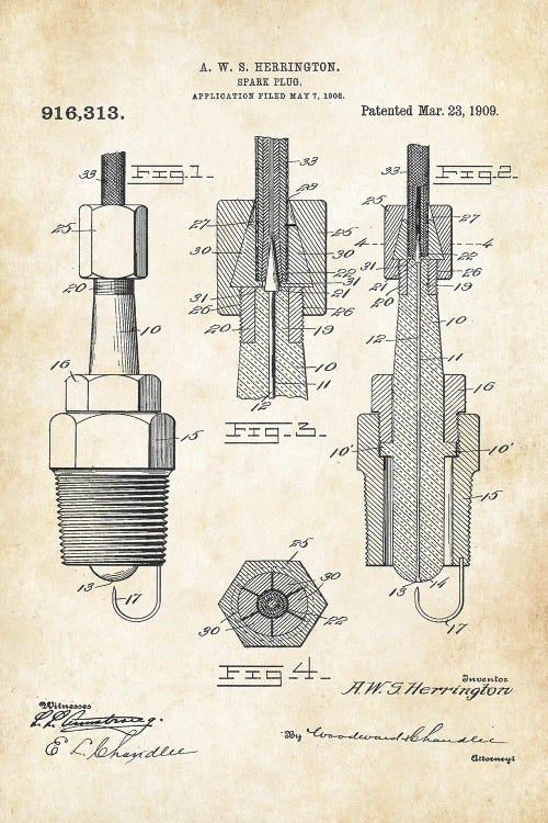 Spark Plug by Patent77 wall art
