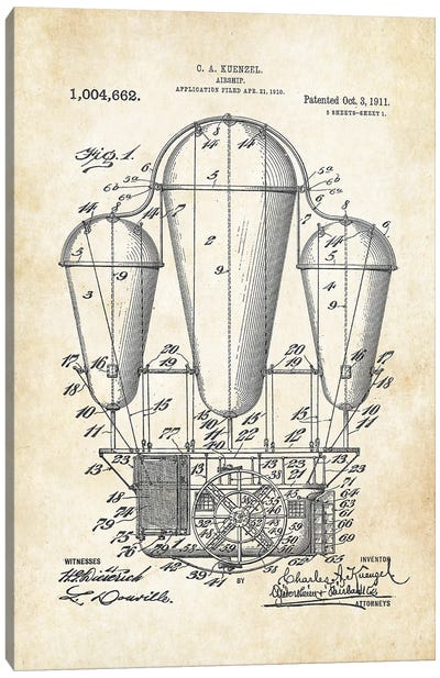 Steampunk Airship Canvas Art Print - Patent77