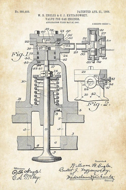 Gas Engine Valve by Patent77 wall art