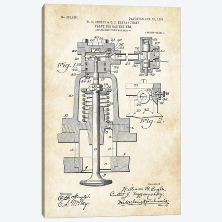 Gas Engine Valve Canvas Print #PTN482} by Patent77 Art Print