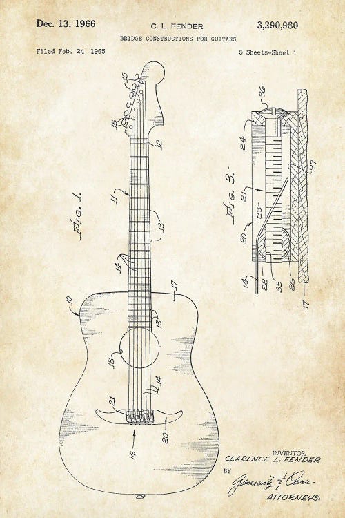 Acoustic Guitar by Patent77 wall art