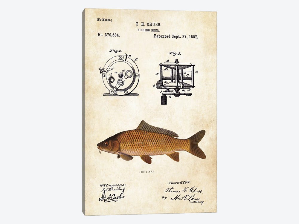 Carp Fishing Lure by Patent77 1-piece Canvas Art