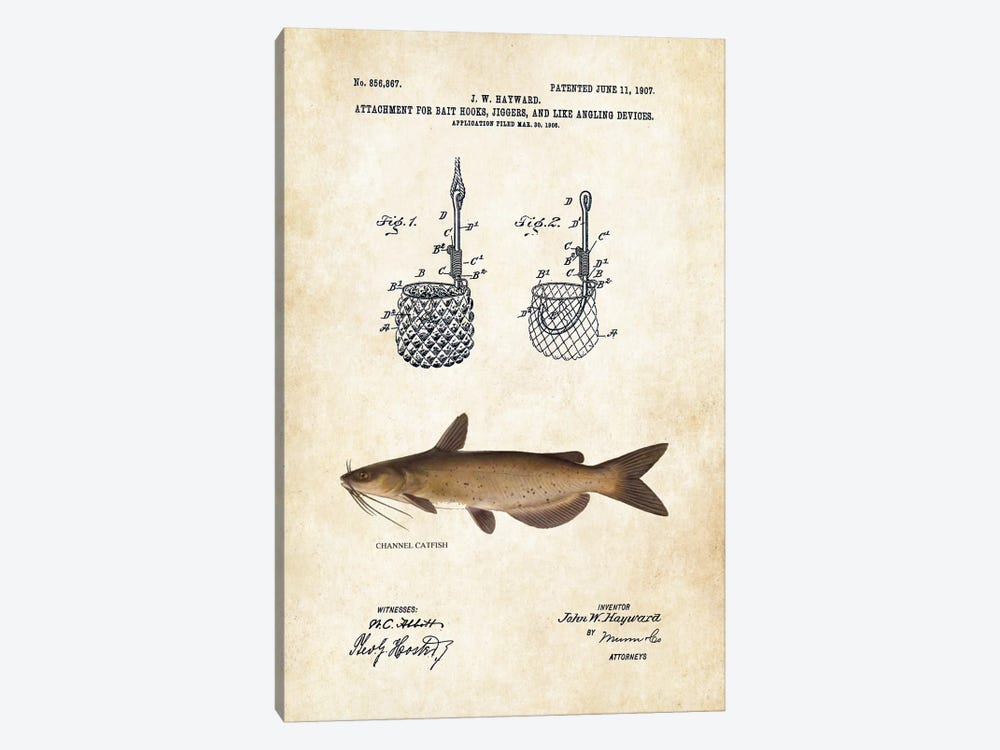 Channel Catfish Fishing Lure by Patent77 1-piece Canvas Art Print