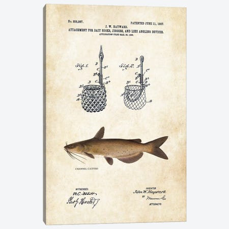 Channel Catfish Fishing Lure Canvas Print #PTN51} by Patent77 Canvas Art