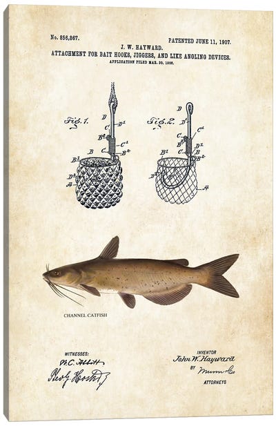 Channel Catfish Fishing Lure Canvas Art Print - Patent77