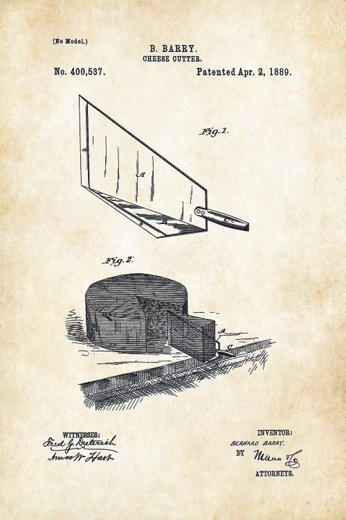 Cheese Cutter  by Patent77 wall art