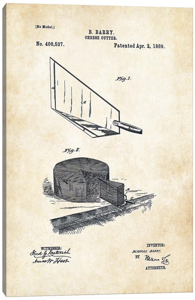 Cheese Cutter  Canvas Art Print - Patent77