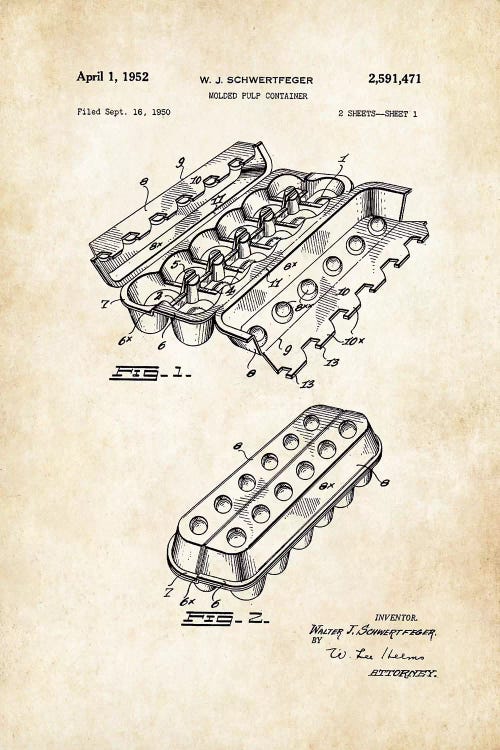 Chicken Egg Carton by Patent77 wall art