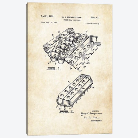 Chicken Egg Carton Canvas Print #PTN53} by Patent77 Canvas Art